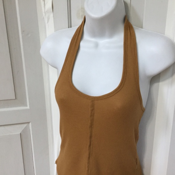 Anthropologie We the Free Tan Ribbed Halter Tank Top - Picture 9 of 14